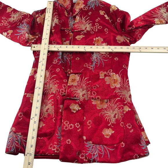 Newport News Easy Style Chinese-Inspired Red Floral Jacket Size 12 - Picture 2 of 4